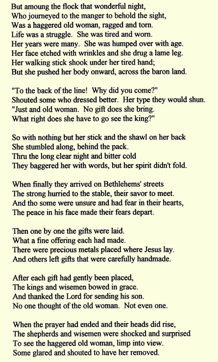 christmas poem by Sandy Cole